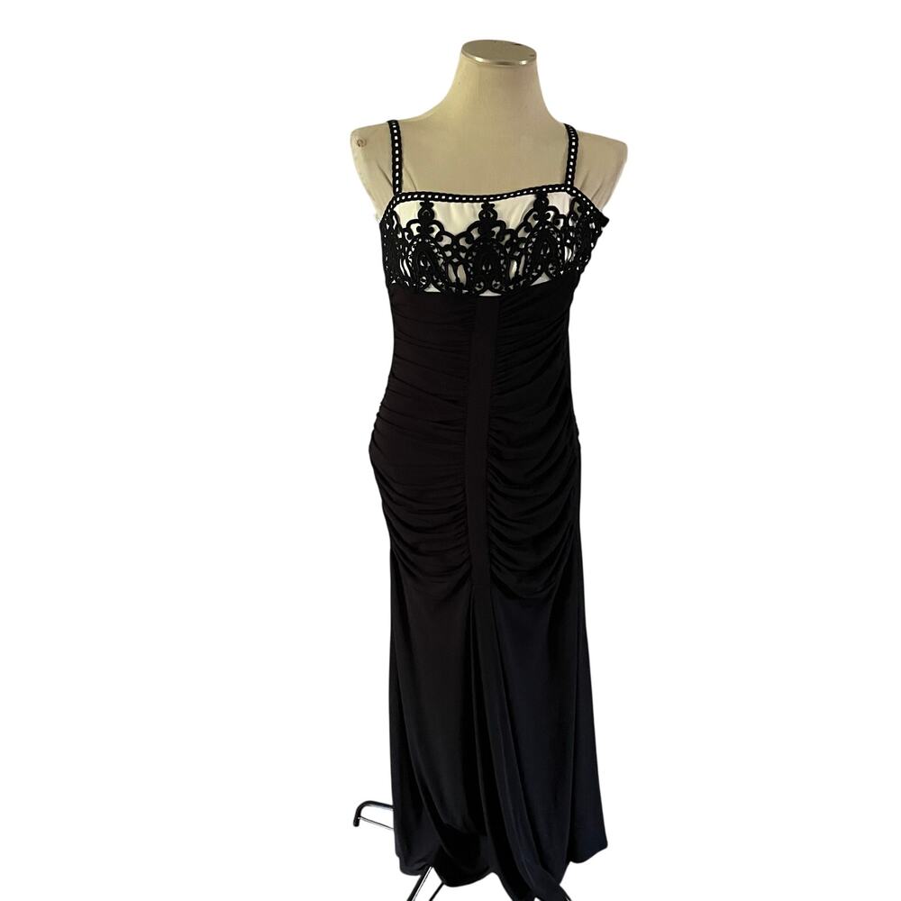Vintage Y2K 2000s Black Lace Whimsigoth Gown Sz 6 Fairy Grunge Witchy Prom